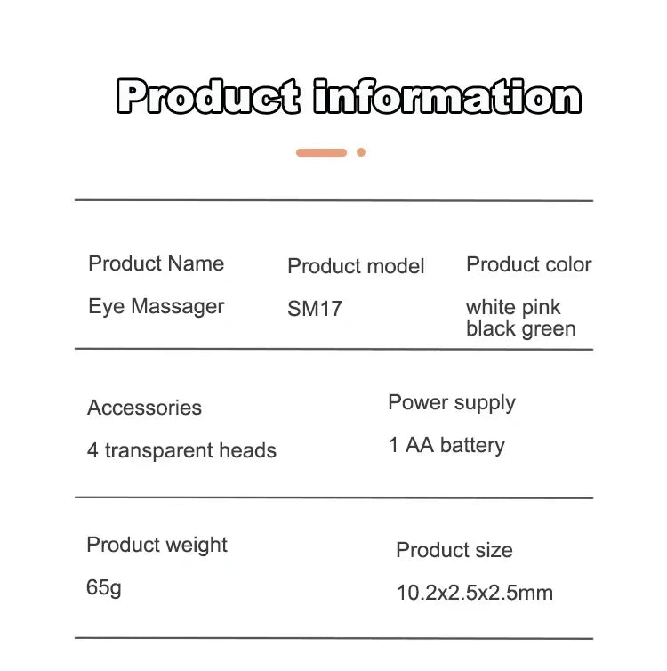 Electric Facial Massager Micro Vibration Eye Beauty Instrument For Relax Eye Dark Circles Eye Bags Puffiness Eye Massage