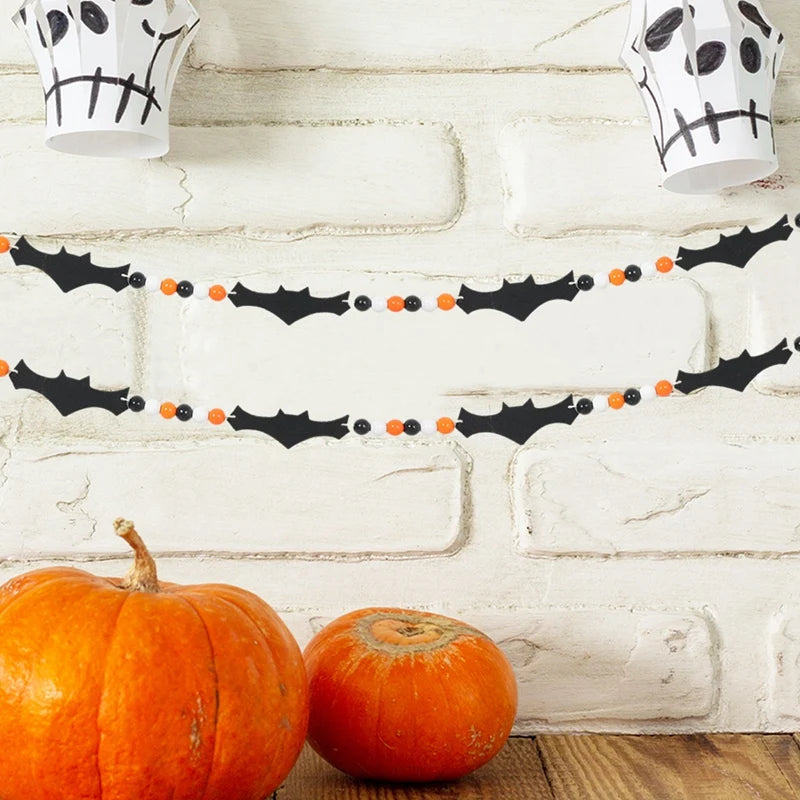 Halloween Pumpkin Bat Banner Garland Halloween Party Decorations Kids Halloween Non-Woven Banner Trick or Treat Party Supplies