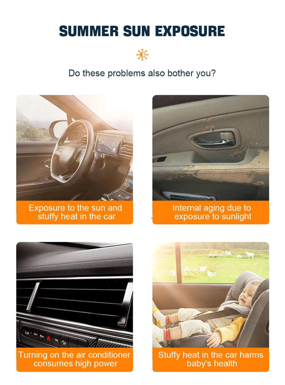 SEAMETAL 2PCS Car Window Sunshade Cover Sun Shield UV Protection Auto Front Rear Black Window Curtain Summer Car Accessories