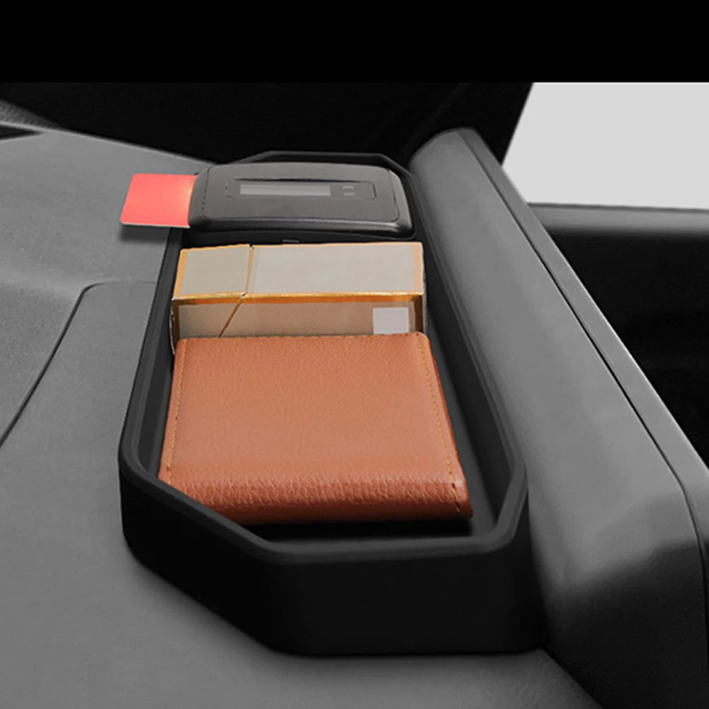 Black Silicone Car Dashboard Tray Behind Screen Tissues Stowing Tidying Storage Box Fit For Kia EV9 2024-2025