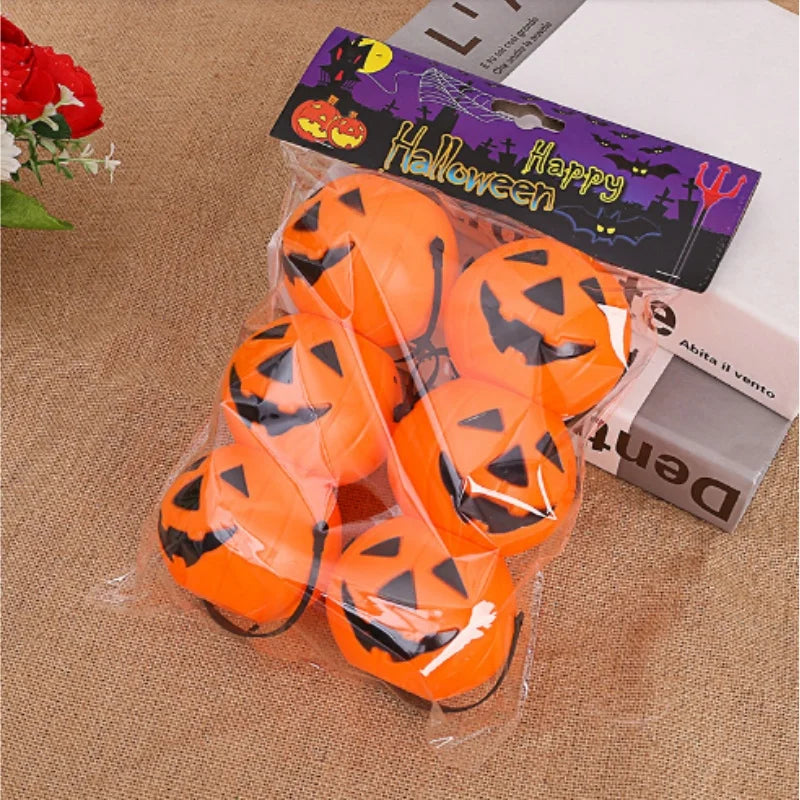 6pcs/set mini Candy Bucket Halloween Pumpkin Package Cute Kid Handle Box Plastic Cosplay Children Costume Party Faver Gift Decor
