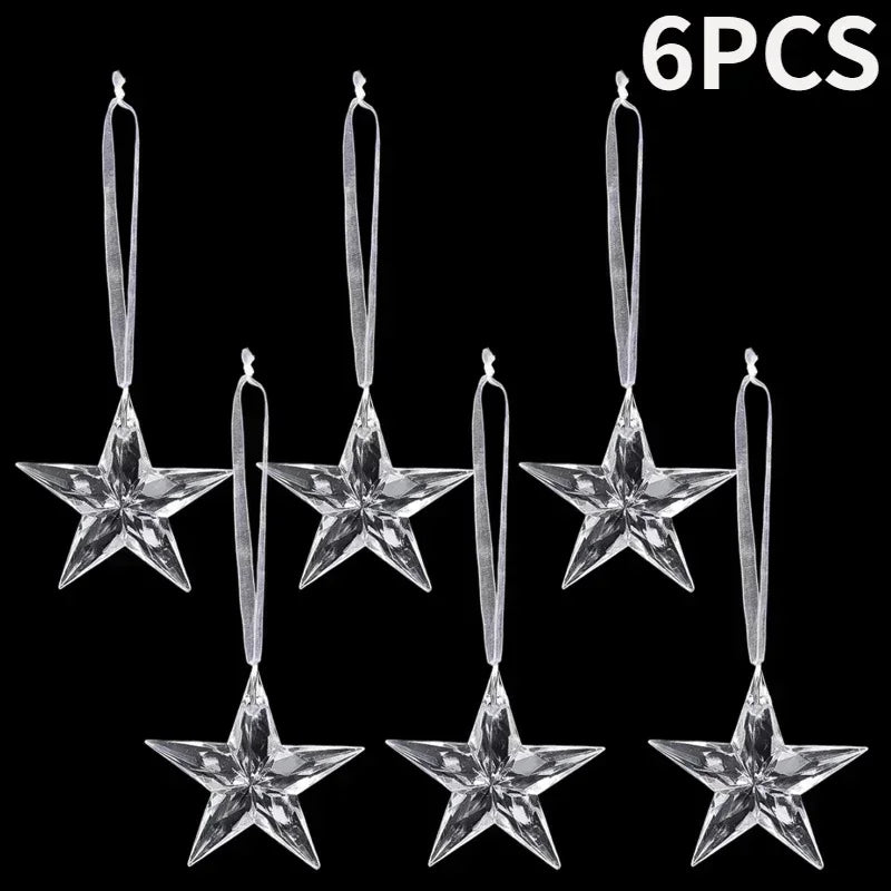 Christmas Acrylic Snowflake Clear Simulation Icicle Ornaments Xmas Tree Hanging Pendants DIY Winter New Year Party Decoration