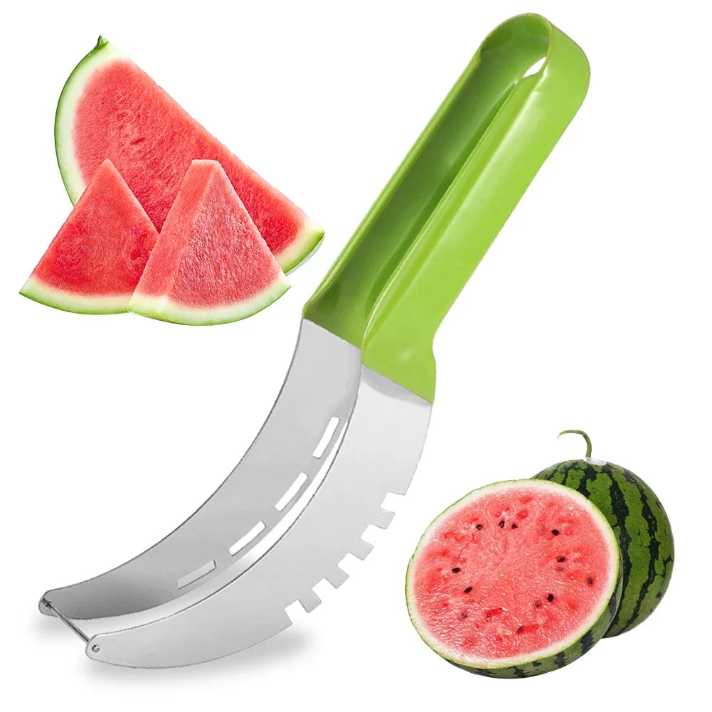Stainless Steel Safe Efficient Watermelon Slicer Server with Non-Slip Handle Fruit Divider Watermelon Slicer Cutter Fruit Tools