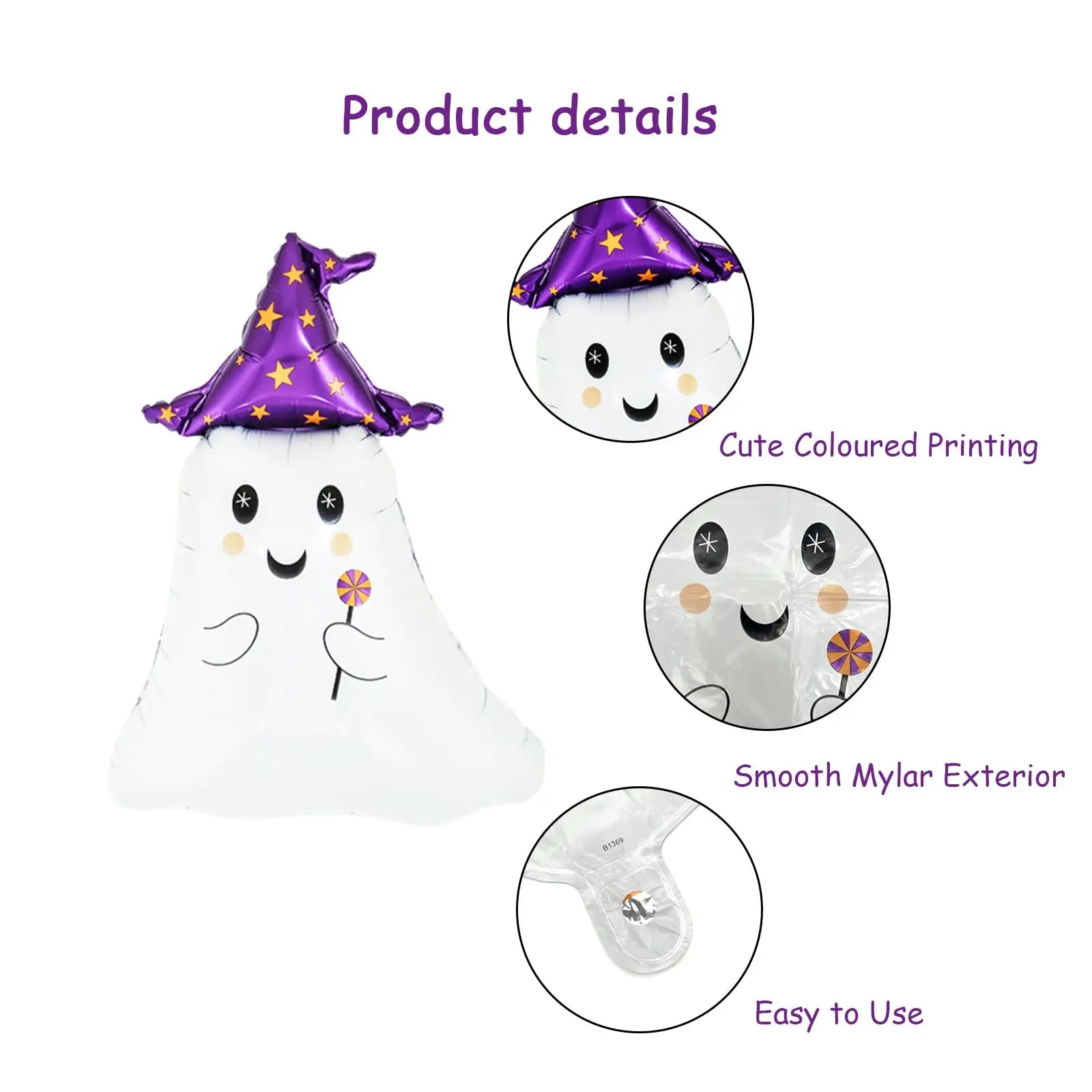 5pcs 31.5 inch cute ghost aluminum foil balloons birthday Halloween haunted house party decoration balloons
