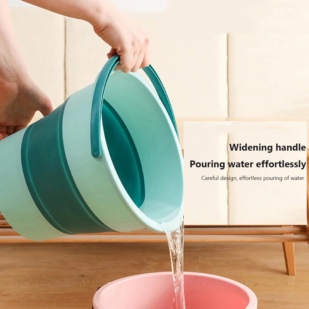 5/10/17L Folding Portable Bucket with Cover Car Wash Fishing Bathroom Tool Silicone Bucket Outdoor Camping Household Supplies