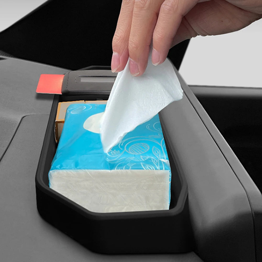 Black Silicone Car Dashboard Tray Behind Screen Tissues Stowing Tidying Storage Box Fit For Kia EV9 2024-2025