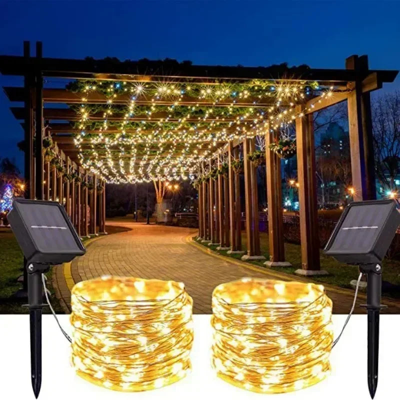1 Set of Solar Light String OutdoOr Waterproof 8-mode Copper Wire, Fairy Tale Light, Christmas Light, Used for Outdoor Garden