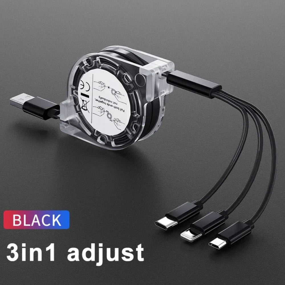 NNBILI 3 in 1 Telescopic Cable Is Suitable for Apple Type C Android Mobile Phone Fast Charging USB Cable for HUWEI iPhone Cable