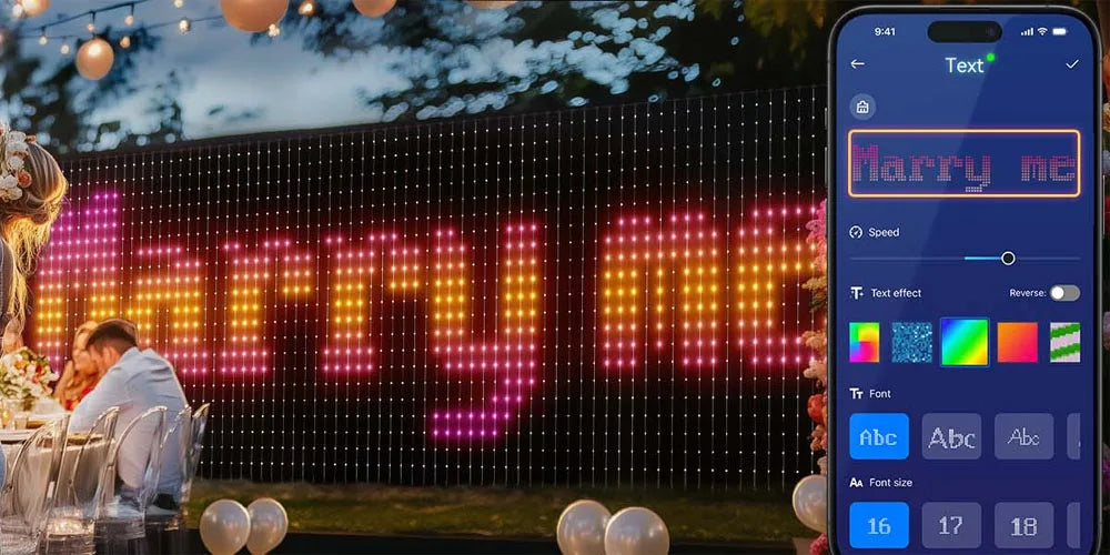 Christmas Light Smart LED Curtain Lights App Control Music Sync DIY Pattern IP67 Waterproof for Indoor Outdoor Party Decor