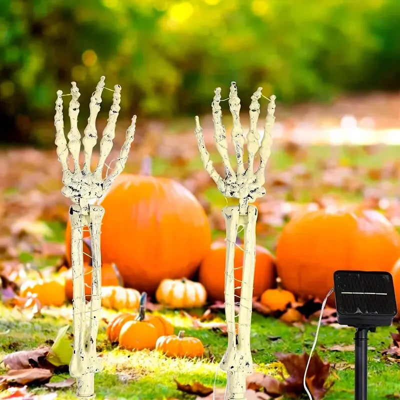 2PC Solar Powered Ghost Hand Ground Plug-in Stake Light Outdoor Waterproof LED Garden Light Horror Decoration Lamp For Halloween