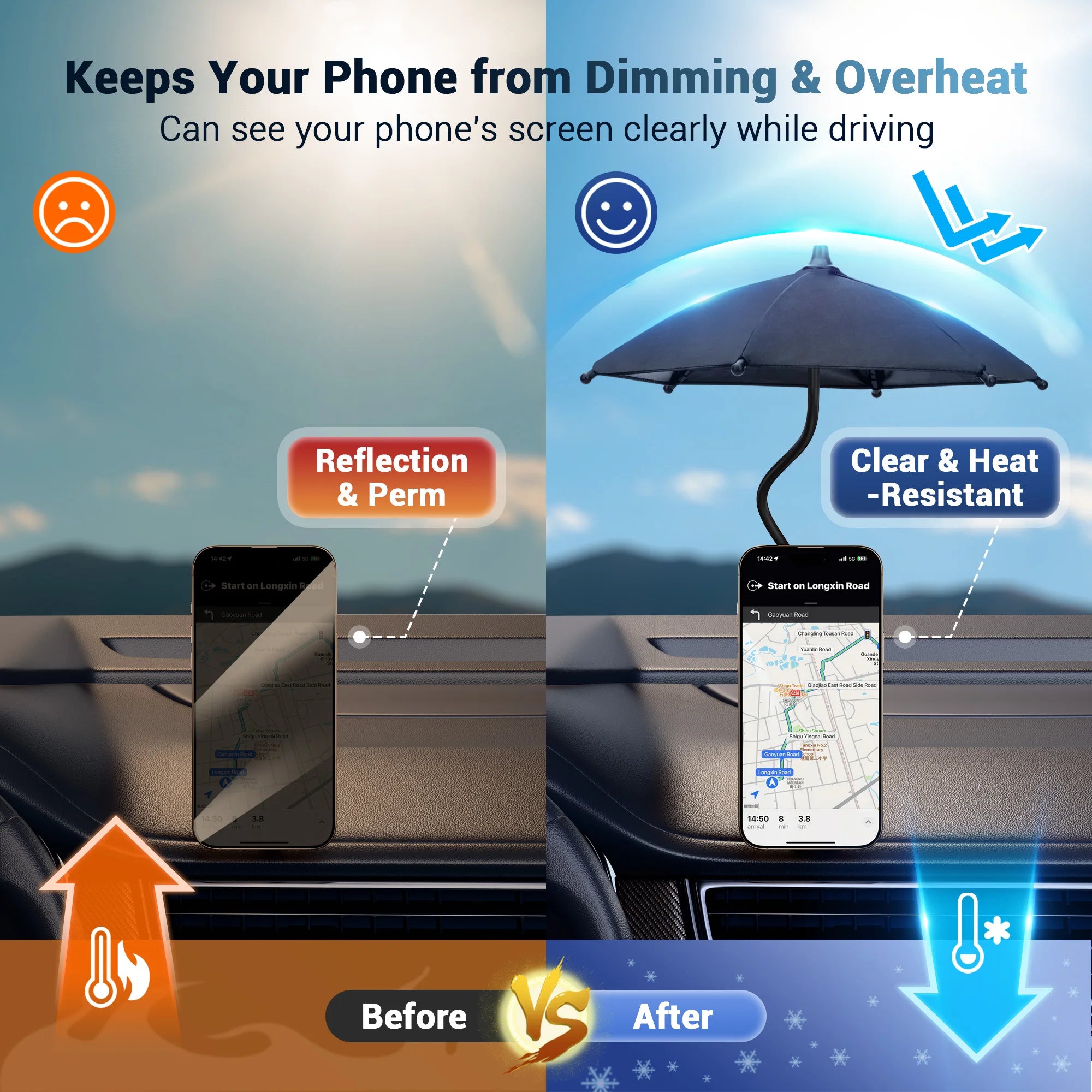 Magnetic Phone Umbrella for Sunlight Rain Universal Mobile Phone Sunshade Shield Umbrella for MagSafe for Outdoor Anti-Glare