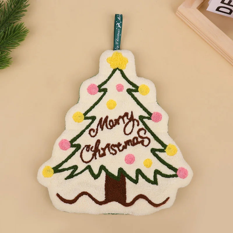 Christmas Hand Towel Cartoon Gingerbread Man Snowman Coral Fleece Towel Christmas Home Kitchen Bathroom Decoration Xmas Gifts