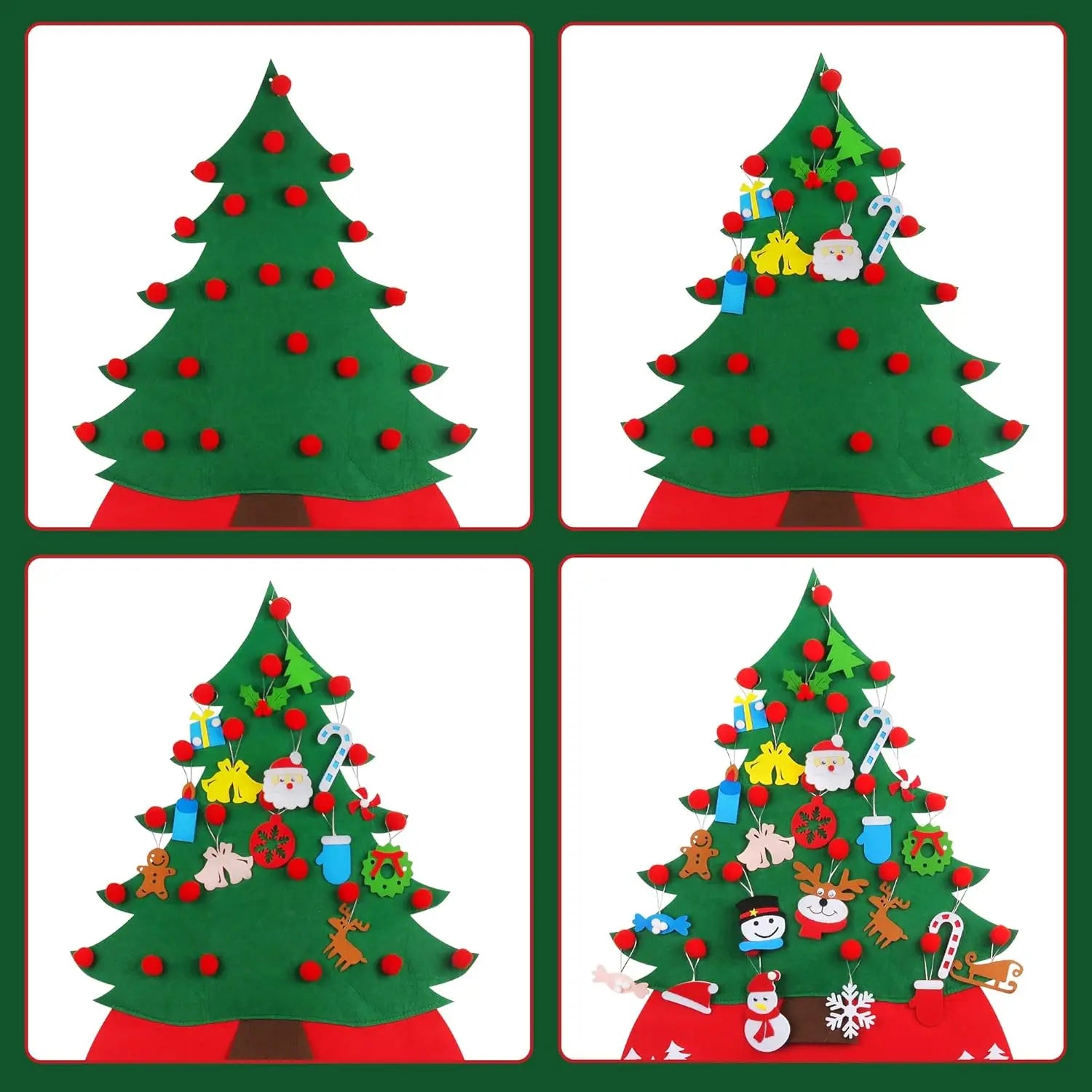 1 Pc Christmas Tree Advent Calendar, 24 Days Countdown to Christmas Felt Fabric Advent Calendar with 24 Ornaments & Pockets