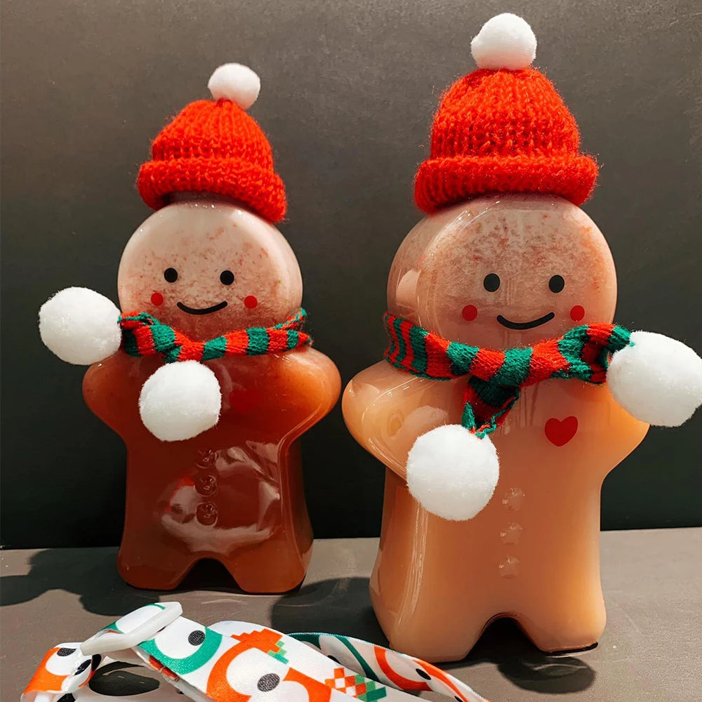 Mini Santa Knitted Hat & Scarf Small Christmas Costume for Cat Rabbit Doll Lollipop Bottle Cap DIY Xmas Party Dinner Decoration
