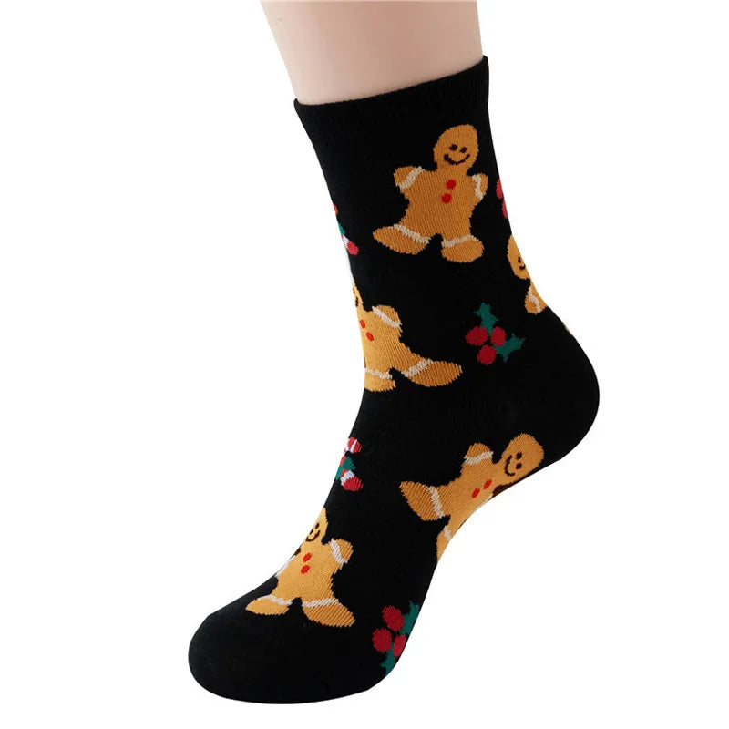 4 Pairs Christmas Socks For Woman Santa Claus Snowman Gingerbread Man Christmas Socks Kawaii Cartoon Girls Christmas Gifts