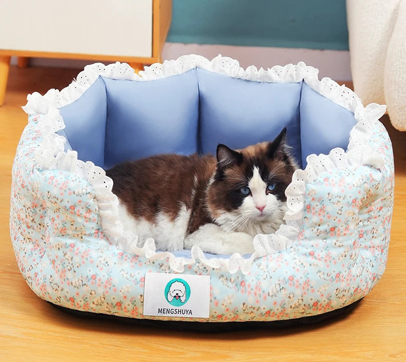 2024 Summer Pet Dog Bed Cat Bed Cat Mat Fragmented flowers Dog Mat Cotton Nest Dog house Puppy Sofa Bed Dog Beds for Medium Dogs