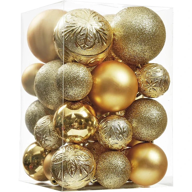 Christmas Ball Ornaments 30Pcs of 4/6/8CM Shatterproof Plastic Christmas Ball Xmas Tree Hanging Decor for Home New Year Decor