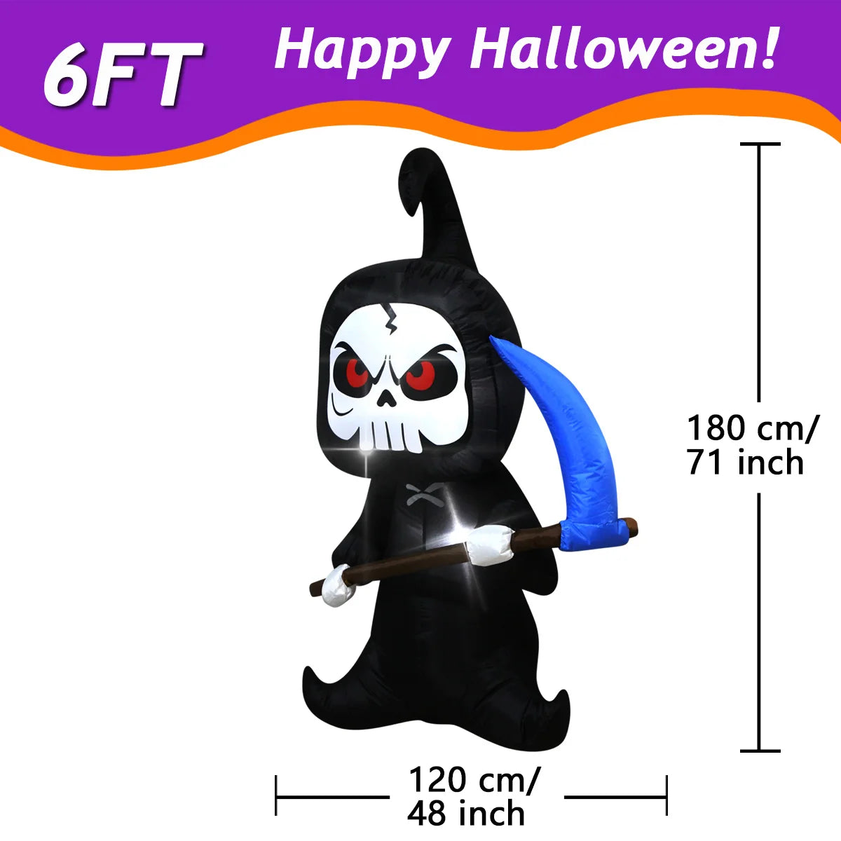 1pc Halloween Inflatables Outdoor Decorations Inflatable Yard Decoration with Build-in LEDs Blow Up Pumpkin for Halloween Party