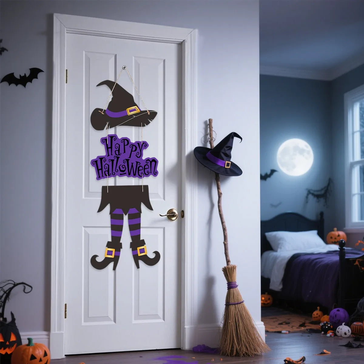 Halloween Witch Leg Hat Door Sign Ghost Festival Party DIY Door Pendant Trick Or Treat Kids Favors Happy Halloween Day 2025