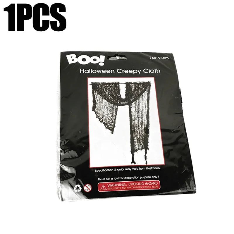 5/1PCS Halloween Black Gauze Horror Haunted Houses Decor Black Creepy Cloth Party Home Doorway Wall Gauze Terror Scene Props
