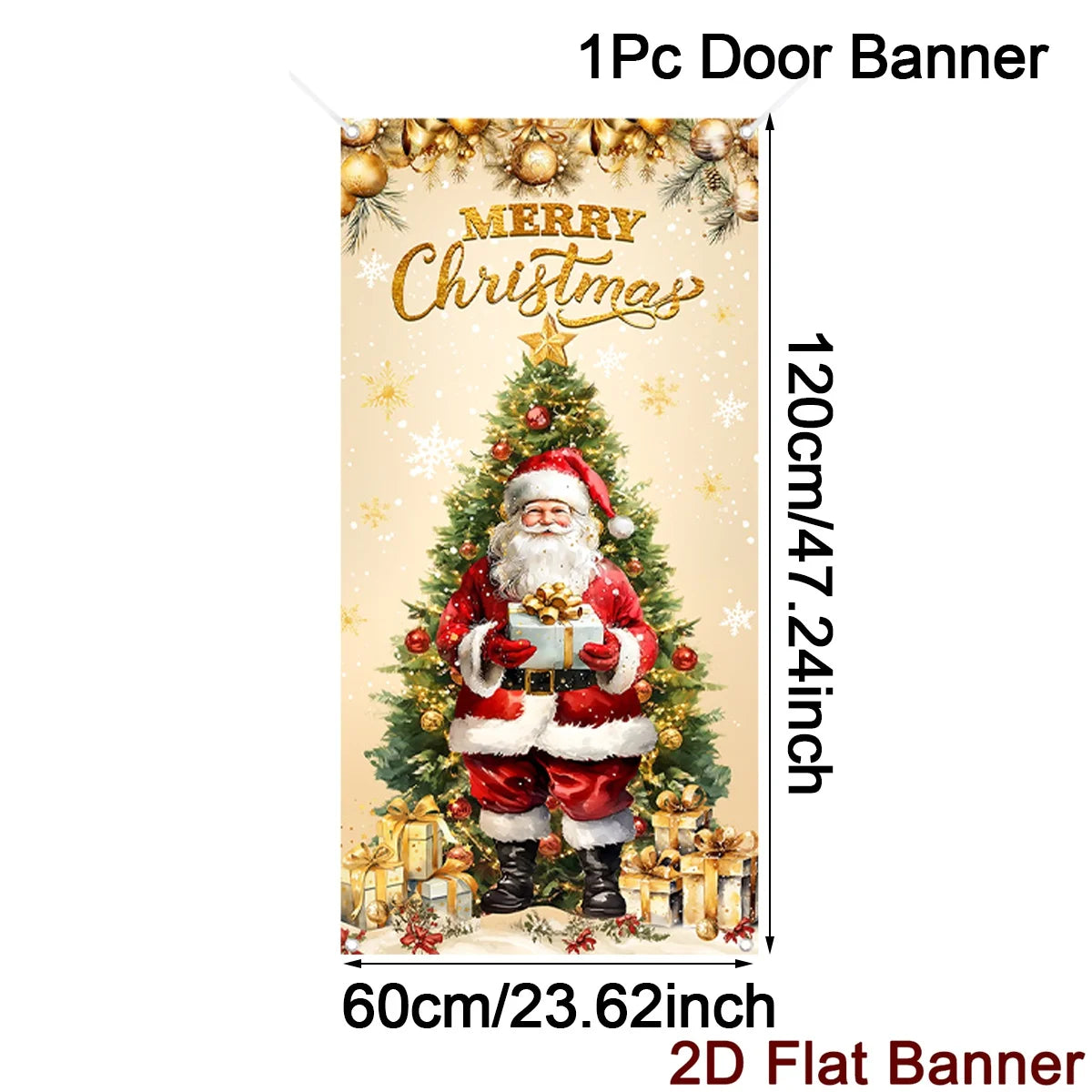Gold Christmas Porch Door Banner Christmas Decoration For Home 2025 Xmas Flag Hanging Ornament Navidad Noel Gifts New Year 2026