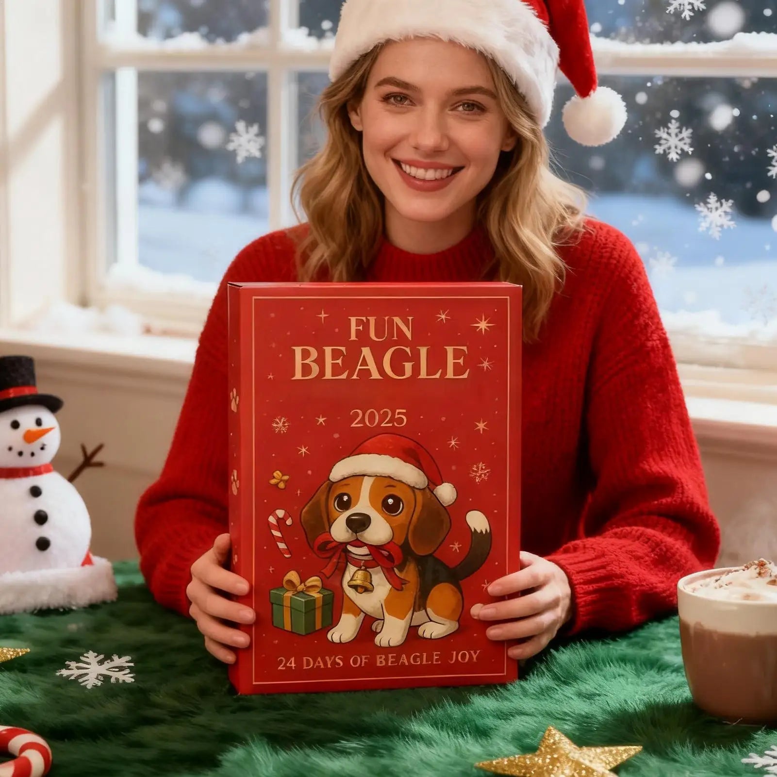 Christmas Advent Calendar 2D Acrylic Beagle Pendant Decor 24 Days Dog Charm Christmas Countdown Calendar for Xmas Tree Decor