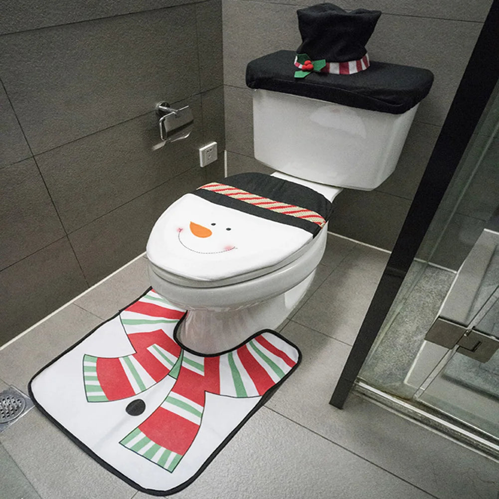 2025 Cute Christmas Toilet Seat Covers Creative Santa Claus Bathroom Mat Xmas Supplies for Home New Year Navidad Gift Decor 2026