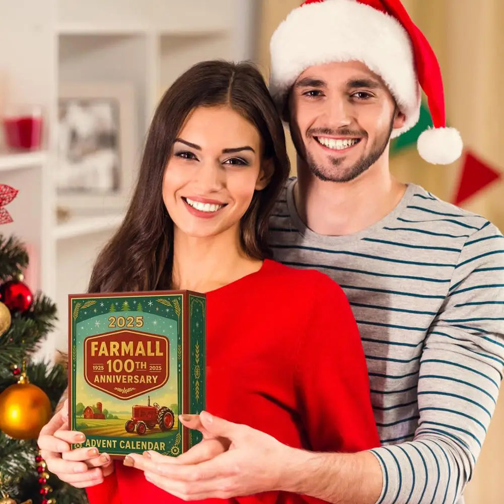 2025 Tractor 100th Anniversary Advent Calendar, 24 Days Christmas Countdown Calendar with 24 Different Tractors Ornaments