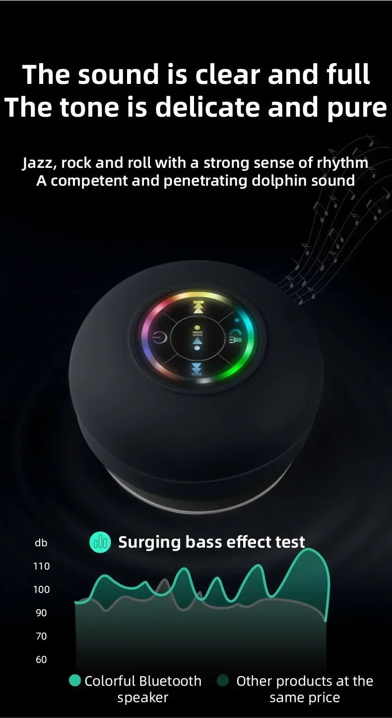 2025 Bathroom Waterproof Wireless LED Bluetooth Speaker Large Suction Cup Mini Portable Speaker Outdoor Sports Stereo Speaker