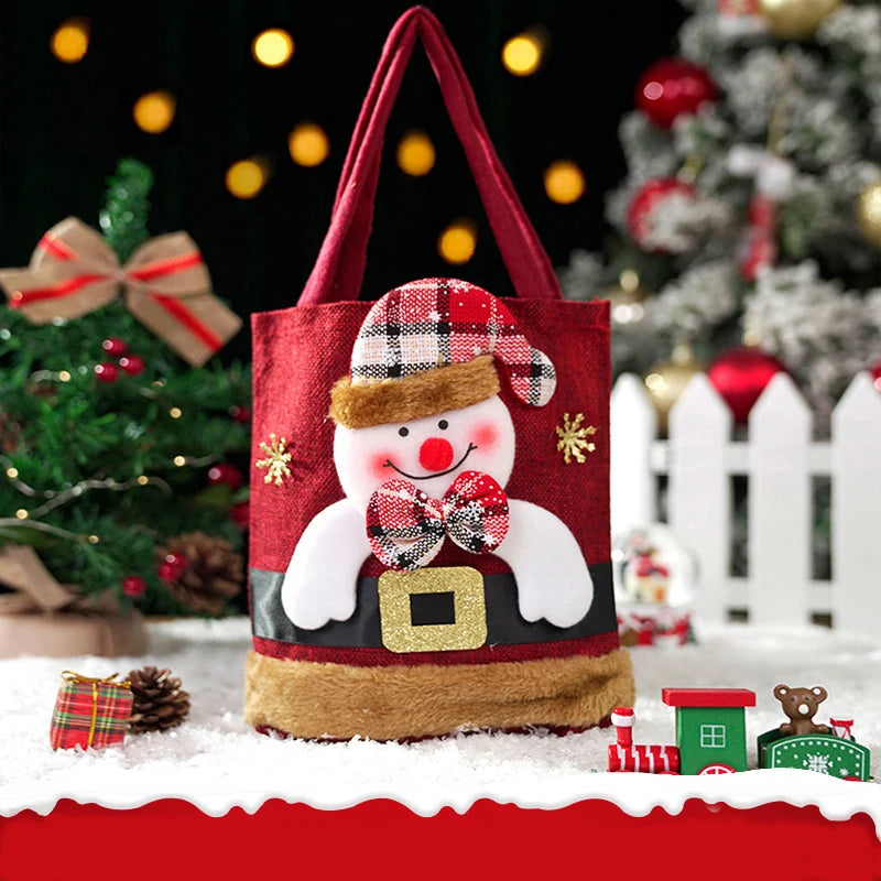 1-20PCS Christmas Tote Bag Snowman Bear Candy Bag Children Gift Bag Storage Bag Christmas Decoration