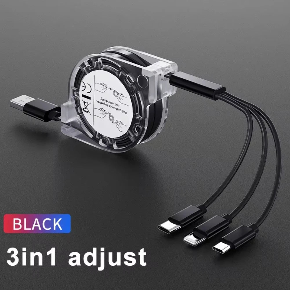 NNBILI 3 in 1 Telescopic Cable Is Suitable for Apple Type C Android Mobile Phone Fast Charging USB Cable for HUWEI iPhone Cable