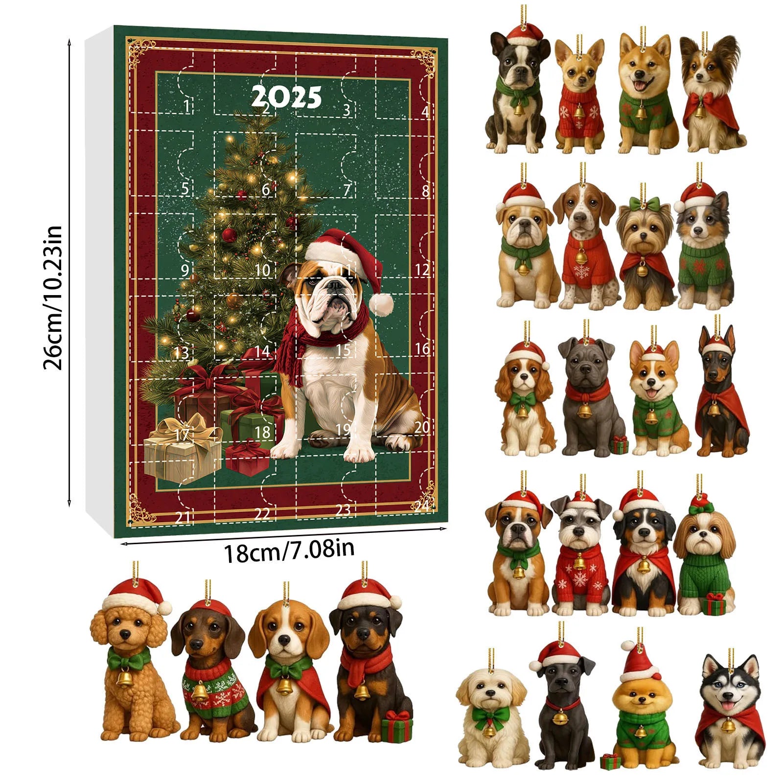 2025 Dachshunds 24 Days Christmas Countdown Calendar Dachshunds Figure Ornaments Xmas Advent Calendar Xmas Gifts for Dog Lover