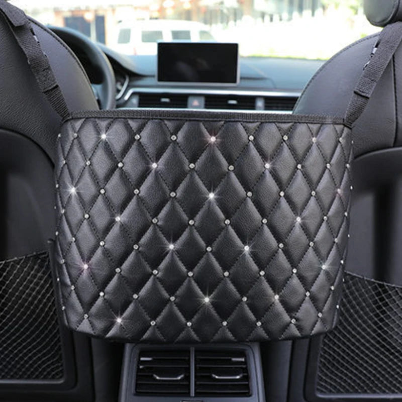 Car Seat Middle Hanger Storage Bag Leather Handbag Holder Tissue Water Cup Pockets Stowing Tidying Car Interior Accessories