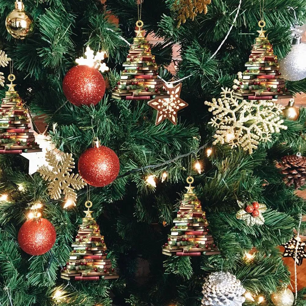 Christmas Ornament Mountain Of Book Christmas Tree Hanging Pendant 2025 Happy New Year Decor 2024 Merry Christmas Decoration