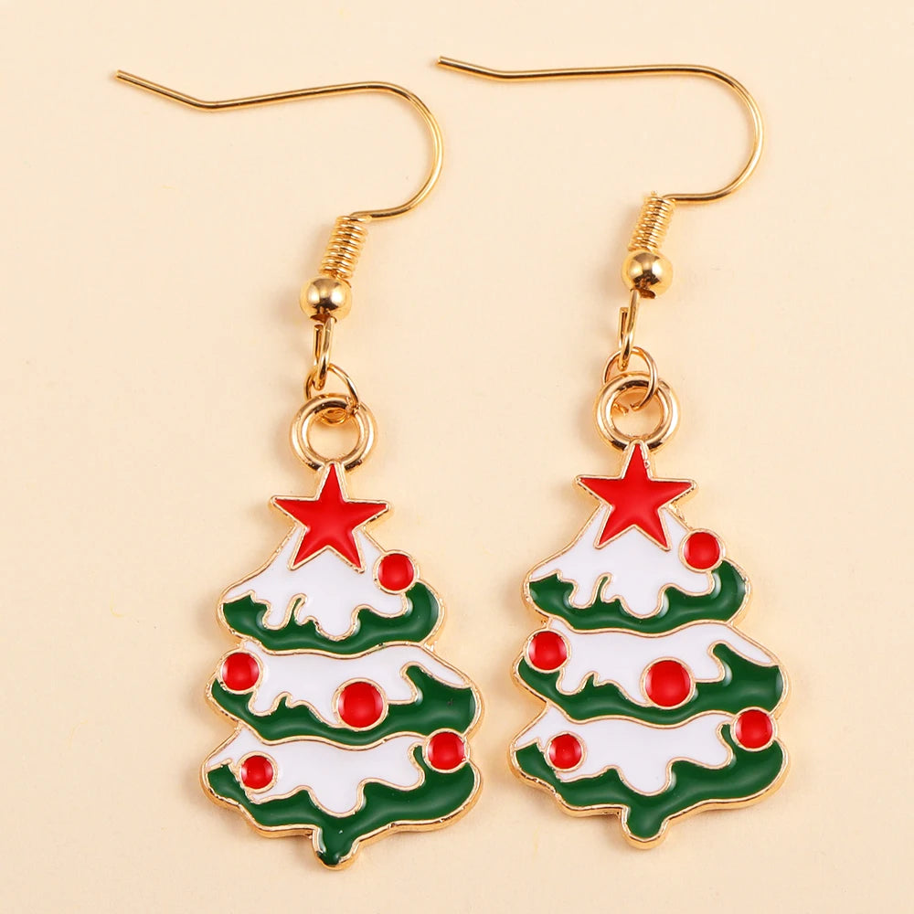 2Pairs Cute Christmas Set Earring Alloy Enamel Bell Snowflake Snowhouse Design Earrings - Perfect Holiday Jewelry Gift