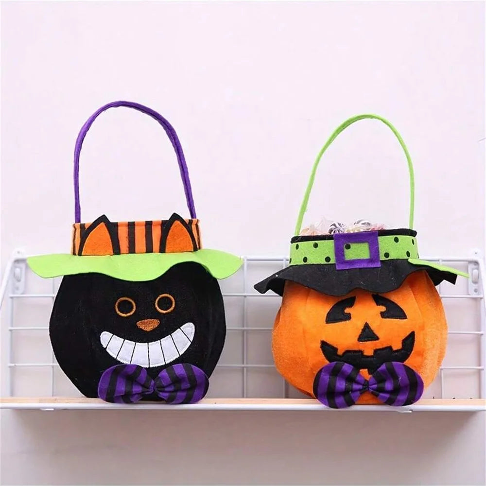 Halloween Decorations, Round Hat Bag with Handle, Kids Candy Gift Bags, Ghost Festival Props, Home Decoration, Party Supplies