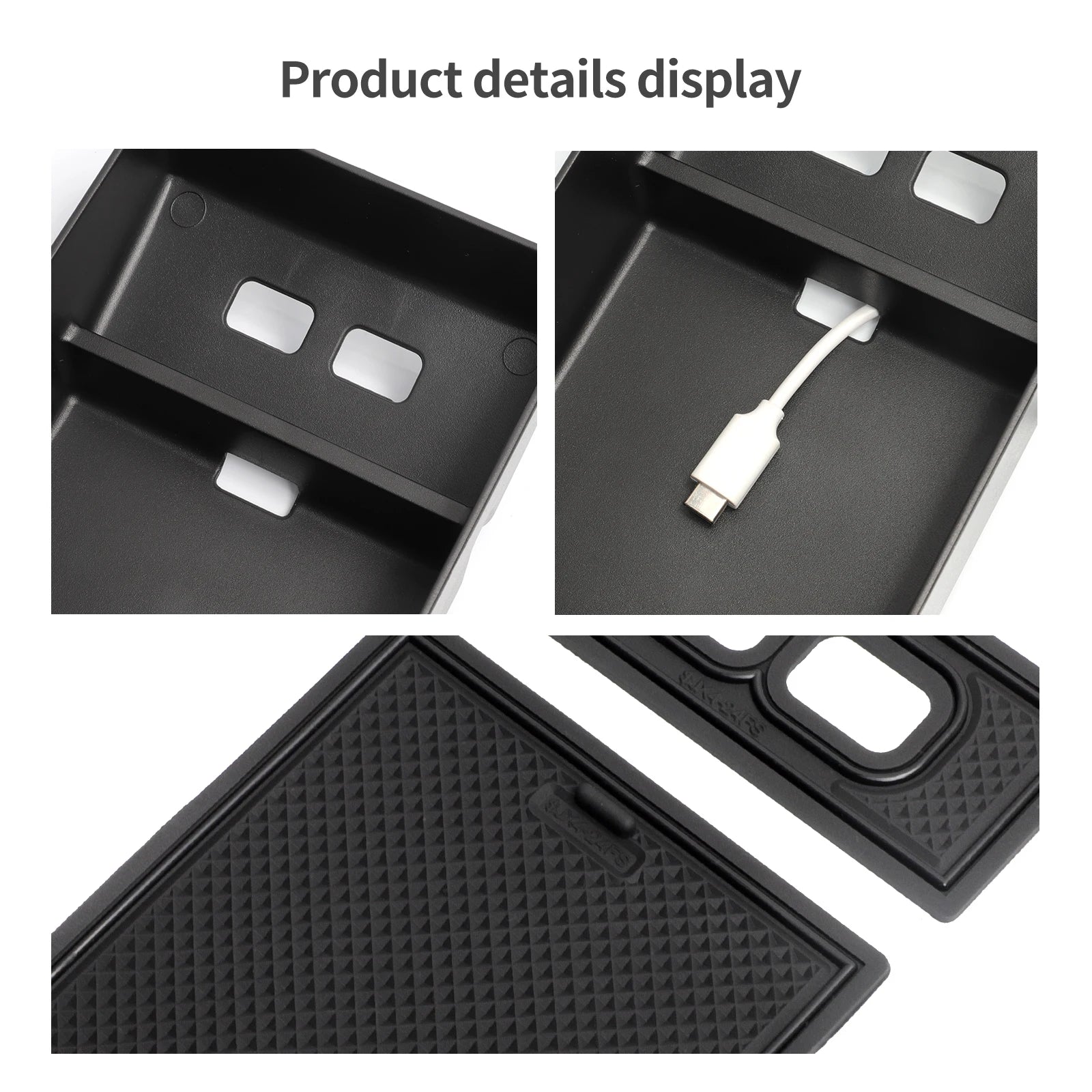 for Polestar 4 2023 2024 Car Armrest Storage Box Center Console Storage Tray Organizers Interior Accessories Tidying Black