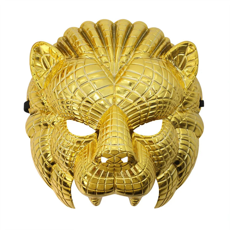 Animal Golden Plastic Leopard Face Cover with Adjustable Elastic Bands Halloween Costume Cosplay Mask Costume Accessories