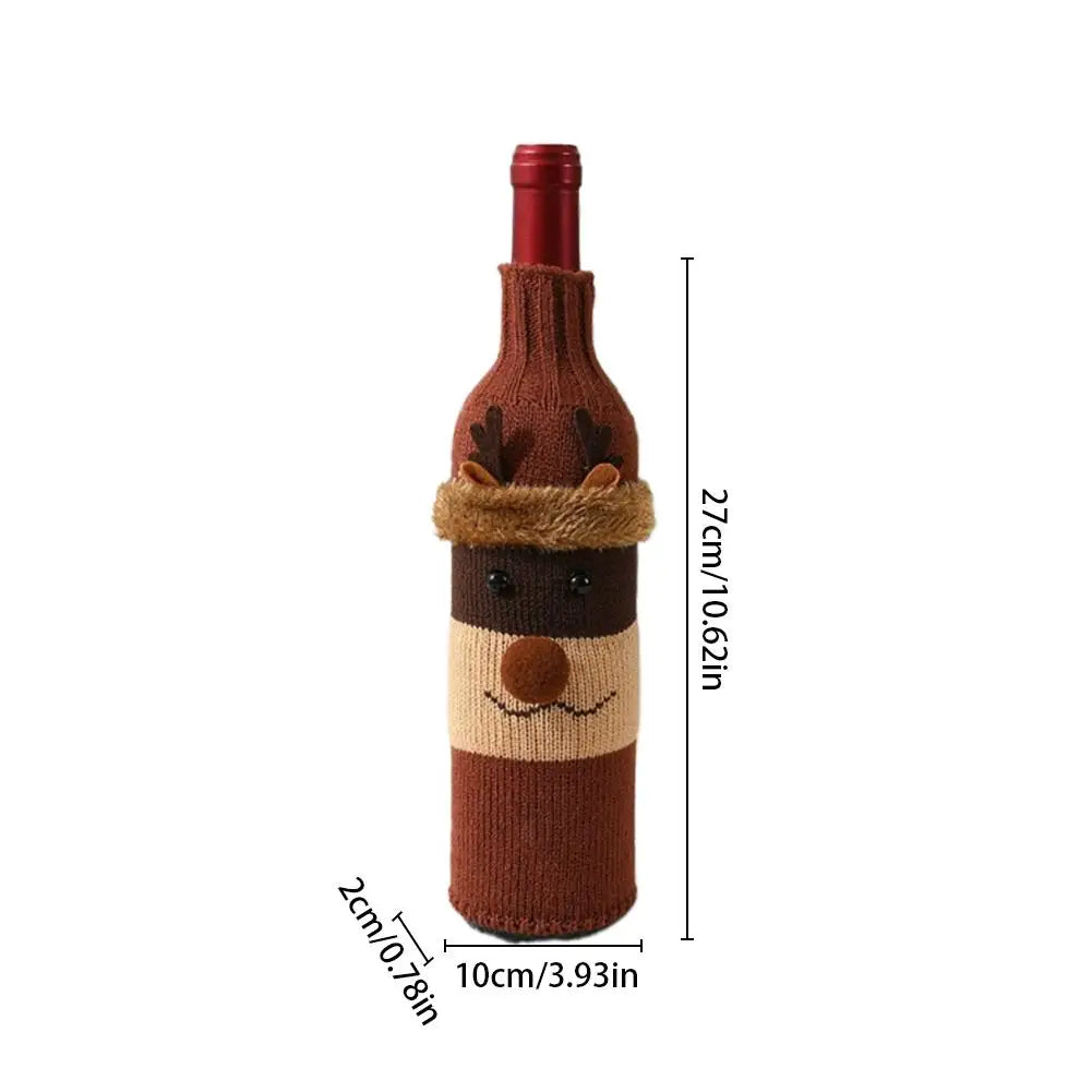 Christmas Sweater Wine Bottle Cover Set Santa Snowman Knitted Wine Bottle Bag Christmas Party Dinner Table Decoration