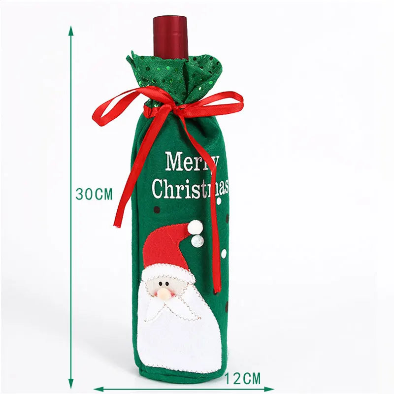 Christmas Wine Bottle Cover Toppers Light Up Santa Claus Gnomes Bottle Bags For Holiday Xmas Table Decorations