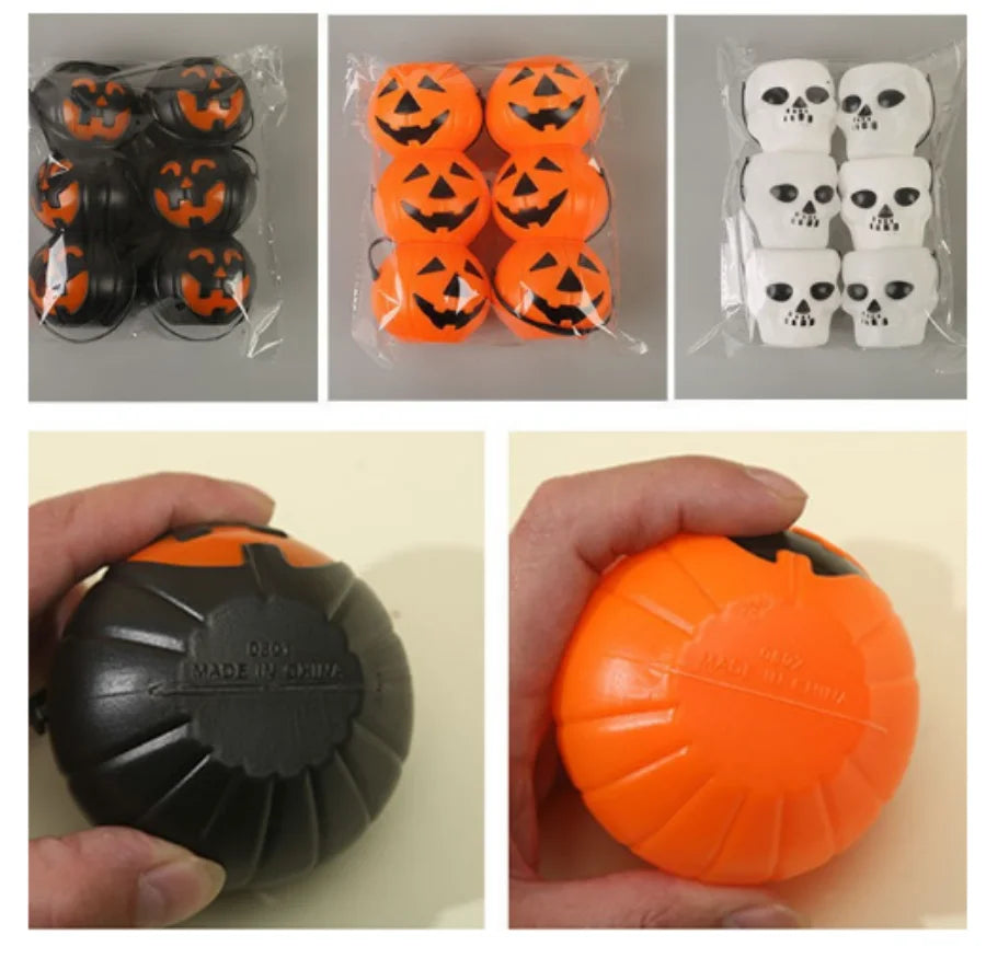 6pcs/set mini Candy Bucket Halloween Pumpkin Package Cute Kid Handle Box Plastic Cosplay Children Costume Party Faver Gift Decor