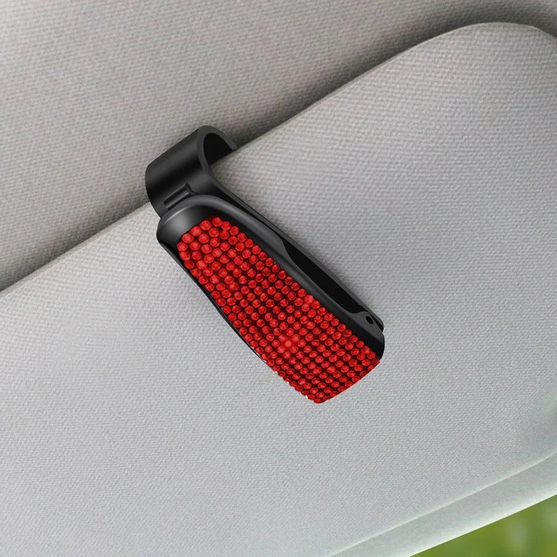 Sunglasses Clip Car Sunshades Sun Visor Rhinestone Portable Universal Myopia Glasses Bracket Card Holder Decoration Accessories