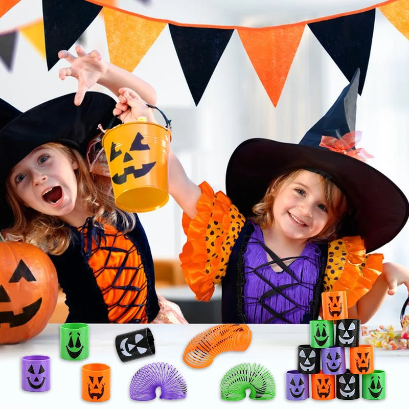 12/24pcs Halloween Theme Coil Springs Toys Kids Halloween Party Favors Trick or Treat Gifts Boy Girl Birthday Goodie Bag Fillers