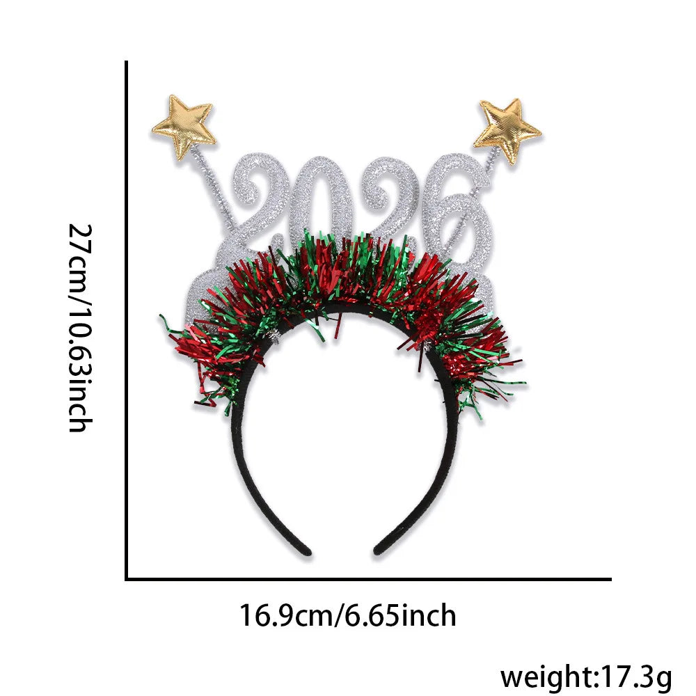 2026 Christmas Star Color Strip Headband New Year's Eve Digital Creative Party Decoration Head Buckle