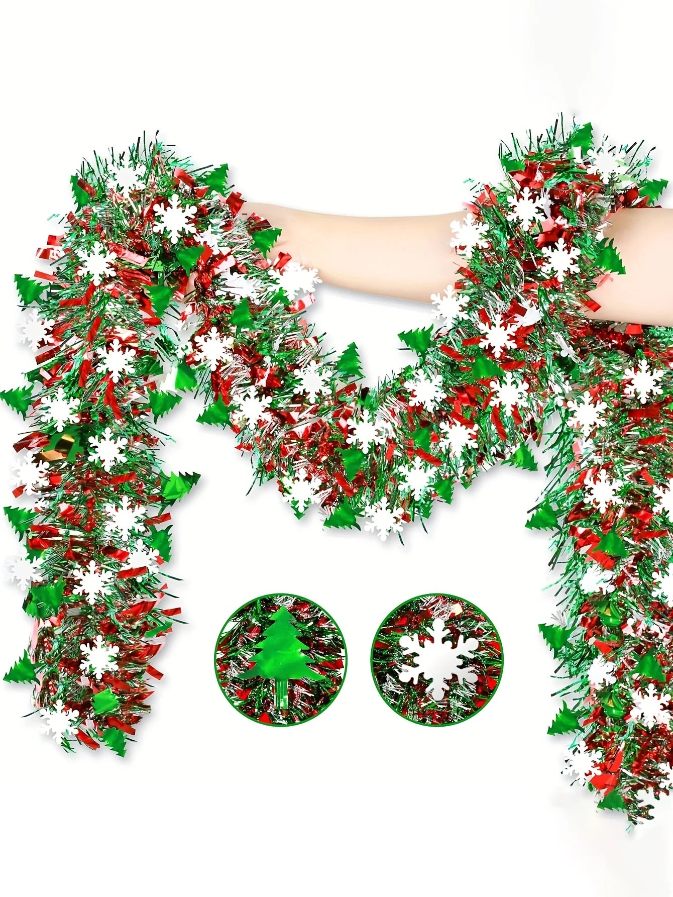 Christmas Tinsel Garland Metallic Shiny Garland Christmas Tree Garland Thick Hanging Christmas Decoration for Home