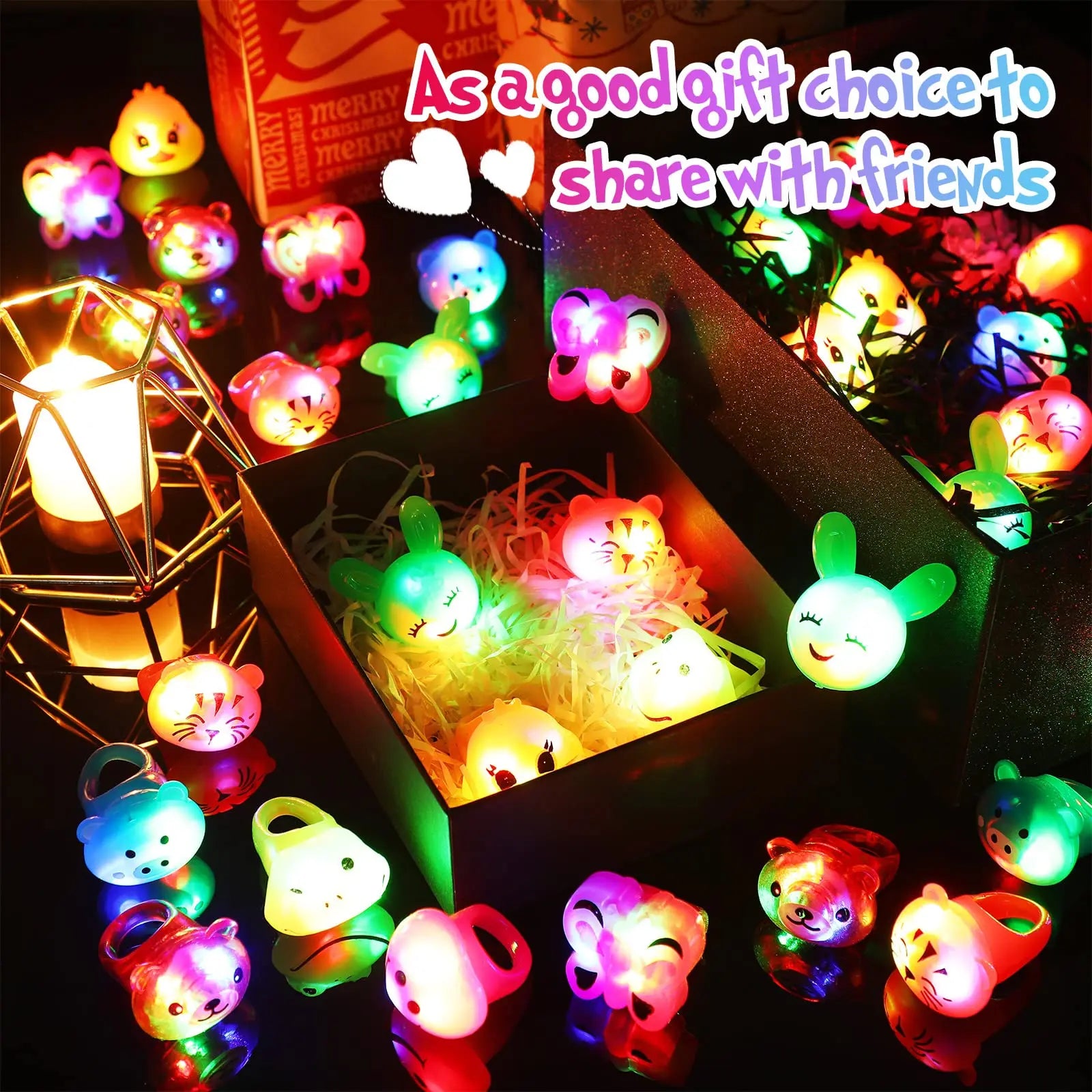 30-150PCS 3D Light Up Rings Bulk Halloween Treats Toys Party Favors for Kids Non Candy Treats Glow In The Dark Party Gifts for K