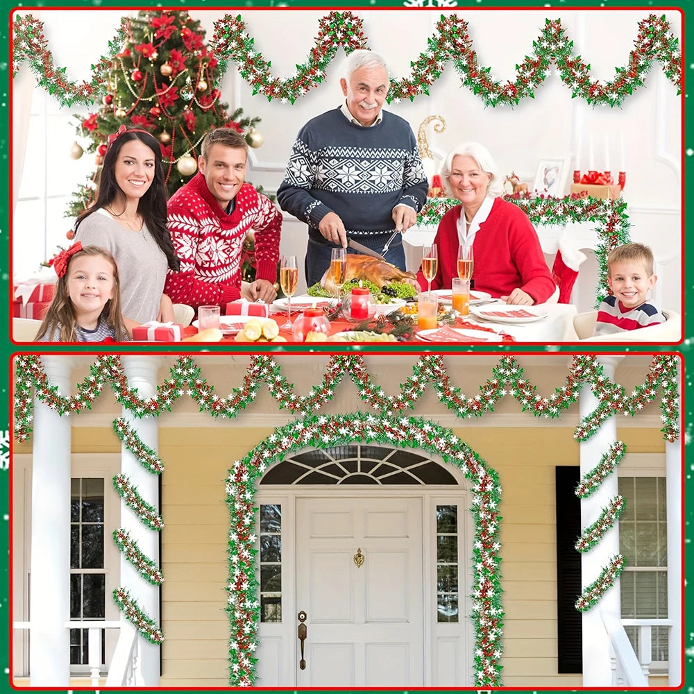 Christmas Tinsel Garland Metallic Shiny Garland Christmas Tree Garland Thick Hanging Christmas Decoration for Home