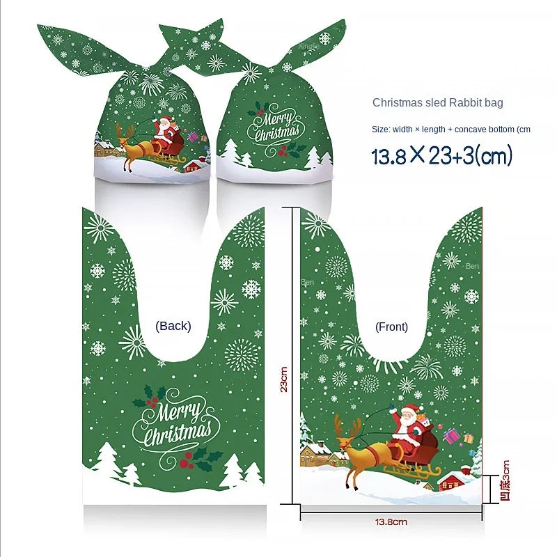 50PCS Santa Claus Snowman Candy Bags Christmas Plastic Gift Bag Merry Christmas Decorations Noel Gifts New Year