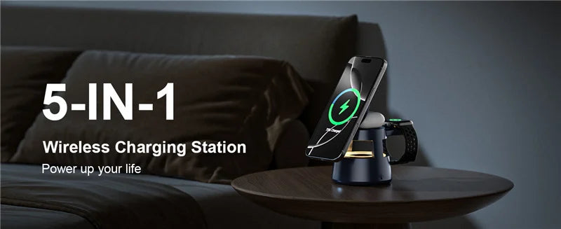 3 in 1 Magnetic Wireless Charger Bluetooth Speaker LED Light Desktop Fast Charging Phone Stand For iPhone 16 15 iWatch Airpods