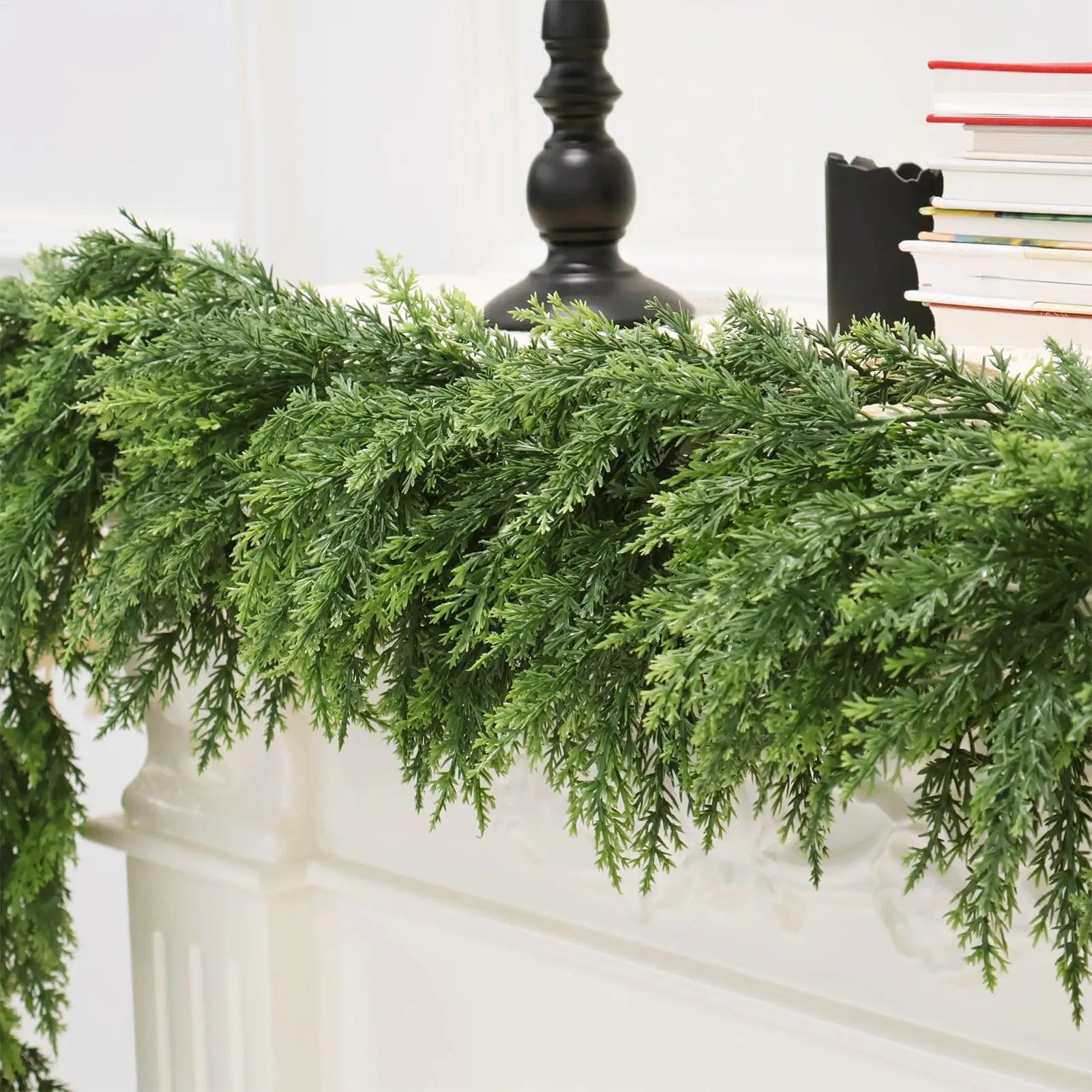 Realistic Christmas Cedar Garland Greenery Decor for Fireplace Stair Window Door Holiday Party Home Festival Decoration